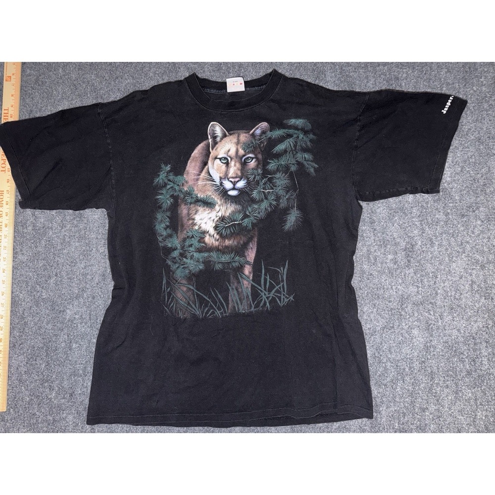 Vintage 90s Harlequin Nature Graphics Cougar T Shirt XXL Made in Canada